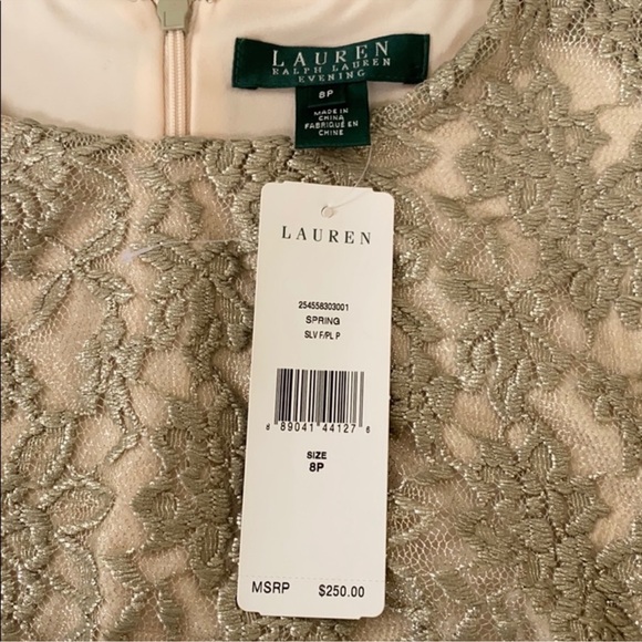 Lauren Ralph Lauren Evening Scalloped Metallic Lace Maxi Dress - Picture 4 of 10